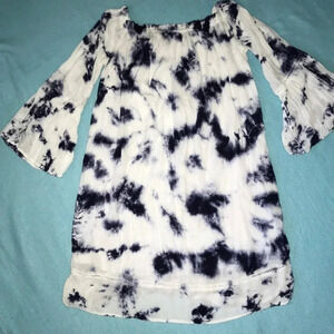 𝅺KNOX ROSE tunic top long sleeve elastic neckline decorative details NEW size L